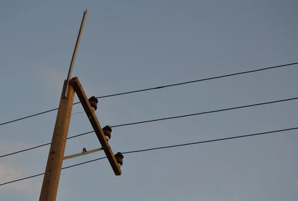 Electric pole on sunset — Stock Photo, Image