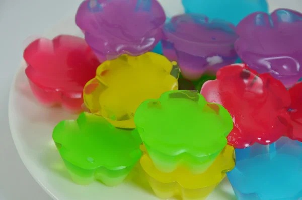 Jelly fruit on dish — Stock Photo, Image