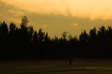 Gün doğumu huzurlu, sessiz ve boş bir plajda