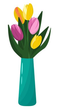  Beyaz arkaplanda turkuaz vazoda çiçekler