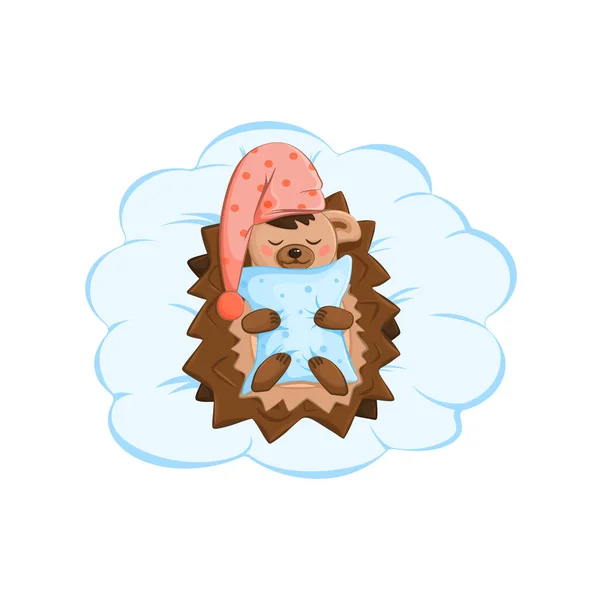 Mignon hérisson dort sur un nuage — Image vectorielle