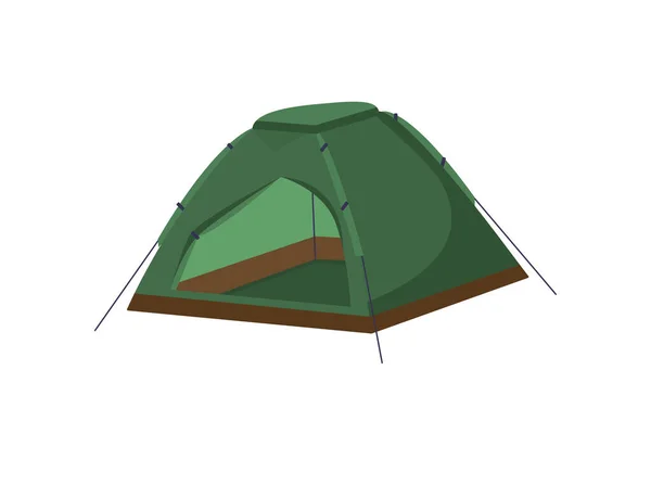 Groene canvas tent. Geïsoleerd voorwerp — Stockvector