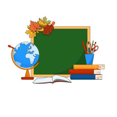 Okul ekipmanları, okula dönün.