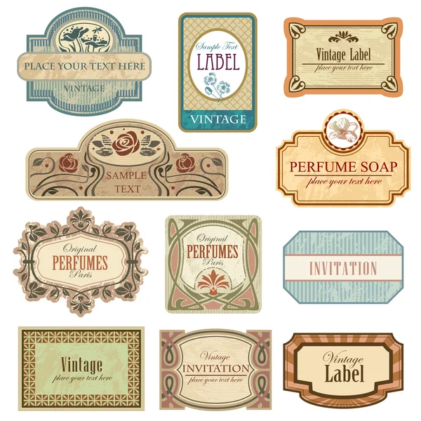 Etiquetas vintage ornamentadas — Vetor de Stock