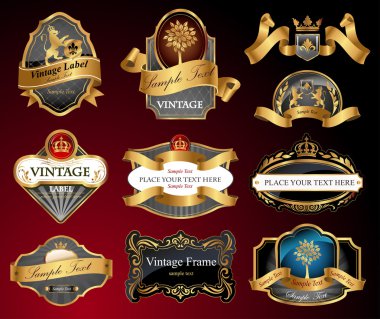 Labels with golden elements clipart