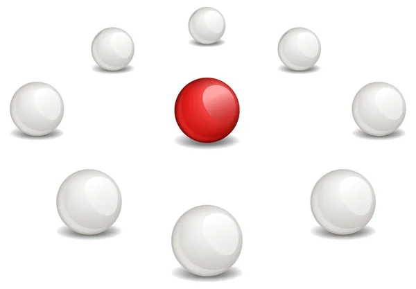 Esfera vermelha está rodeada de branco — Vetor de Stock