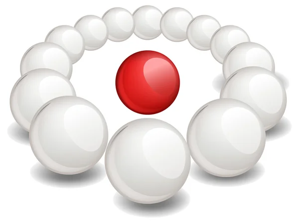 La esfera roja está rodeada de blanco — Vector de stock