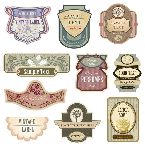 Étiquettes vintage ornées — Image vectorielle