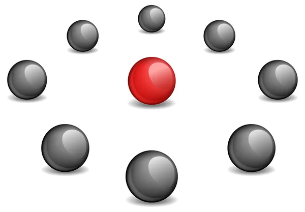 Bola roja está rodeada de negro — Archivo Imágenes Vectoriales