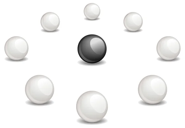 Esfera negra está rodeada de blanco — Vector de stock