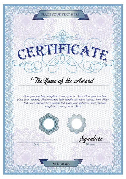 Blauw gedetailleerde certificaat — Stockvector