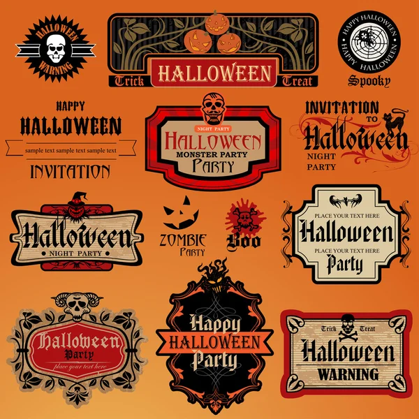 Set vintage Halloween — Vector de stock