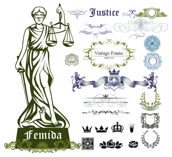 Zestaw symboli sprawiedliwości — Wektor stockowy