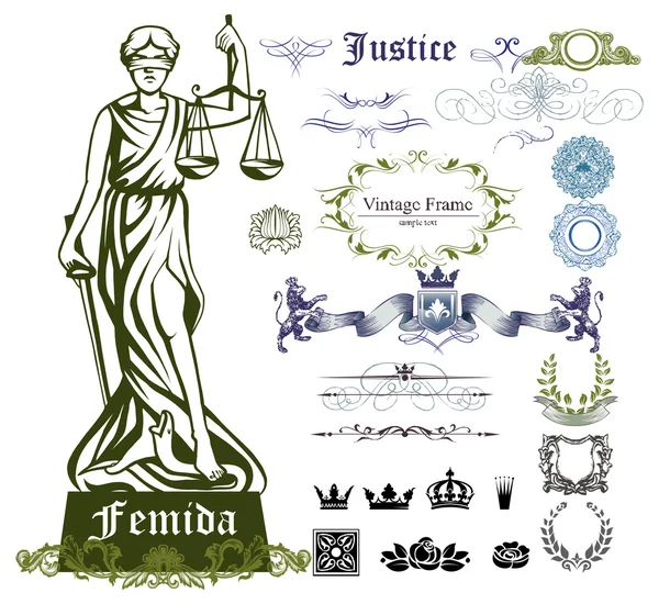 Set of justice symbols — Stock Vector