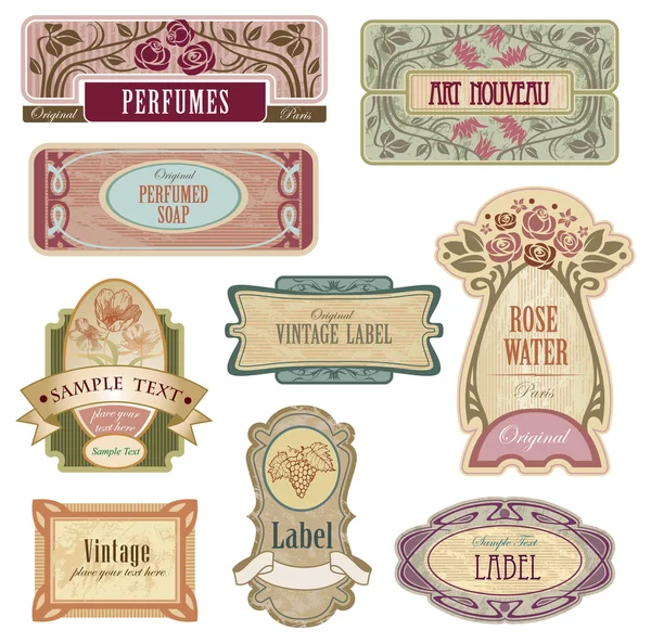 Etiquetas vintage adornadas — Vector de stock