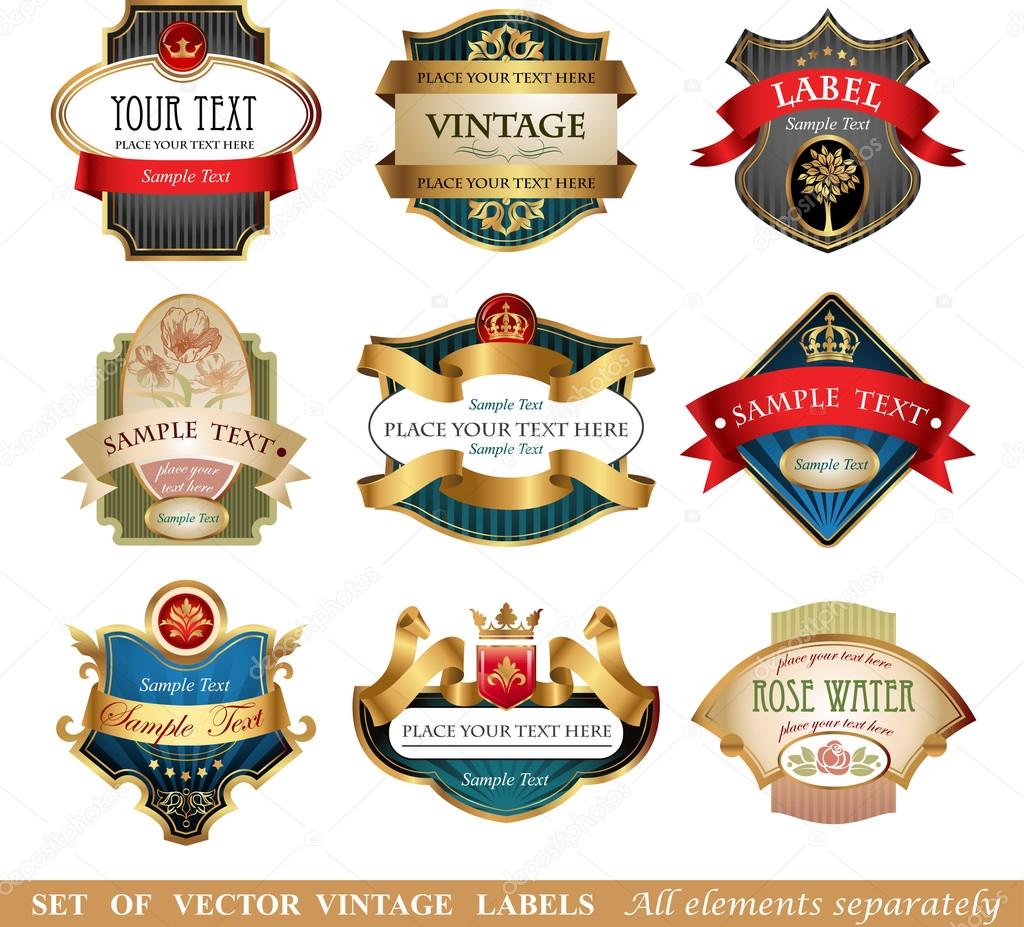 Collection of ornate labels