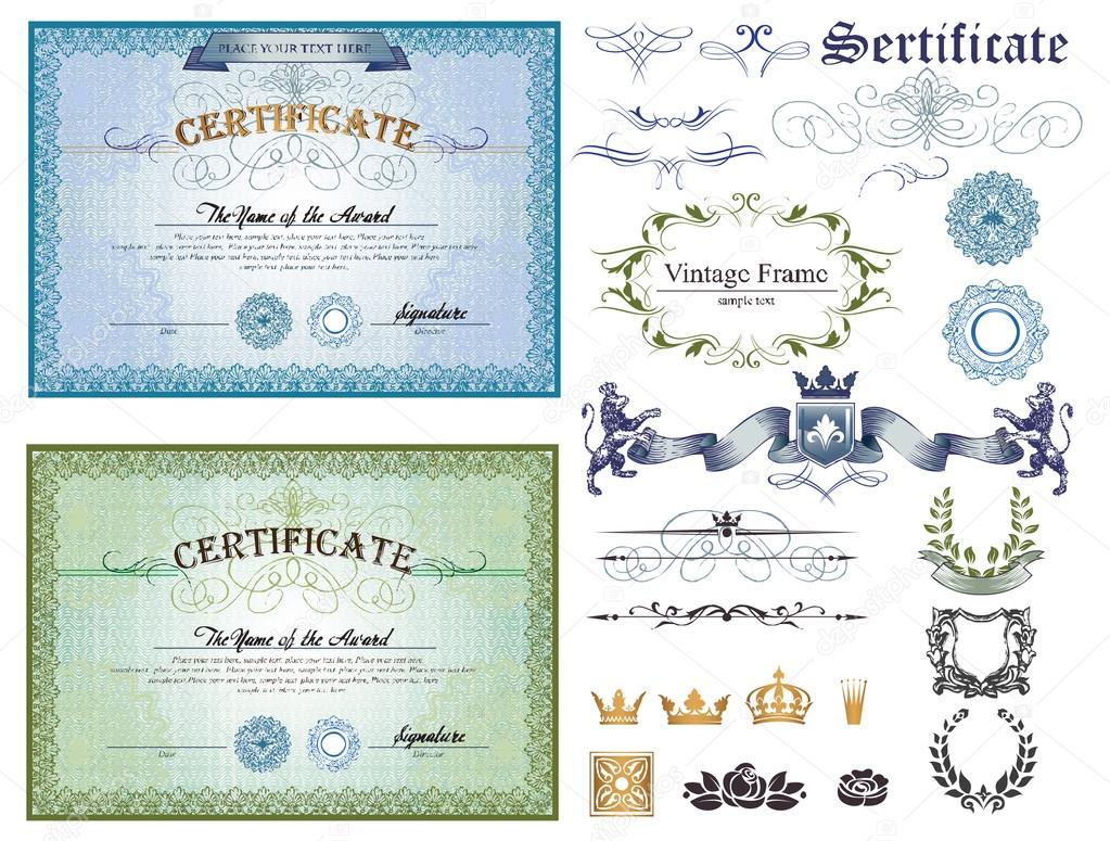 Blue and green horizontal certificates