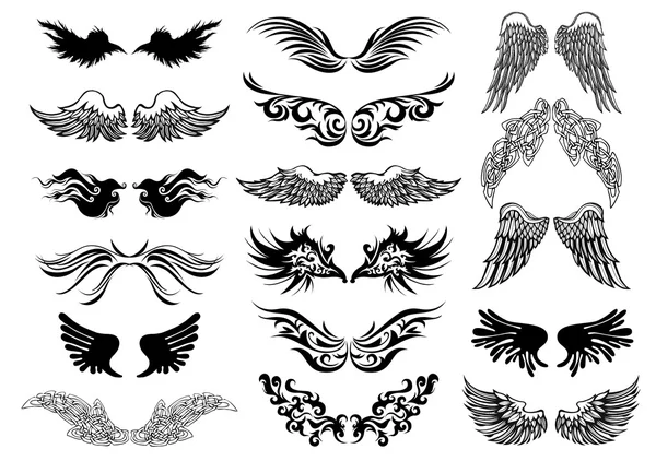 Alas tatuaje vector conjunto — Vector de stock