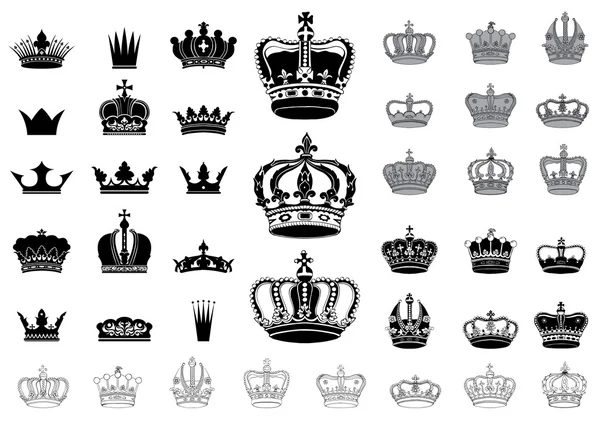 Set of 40 detailed crowns — Stock Vector