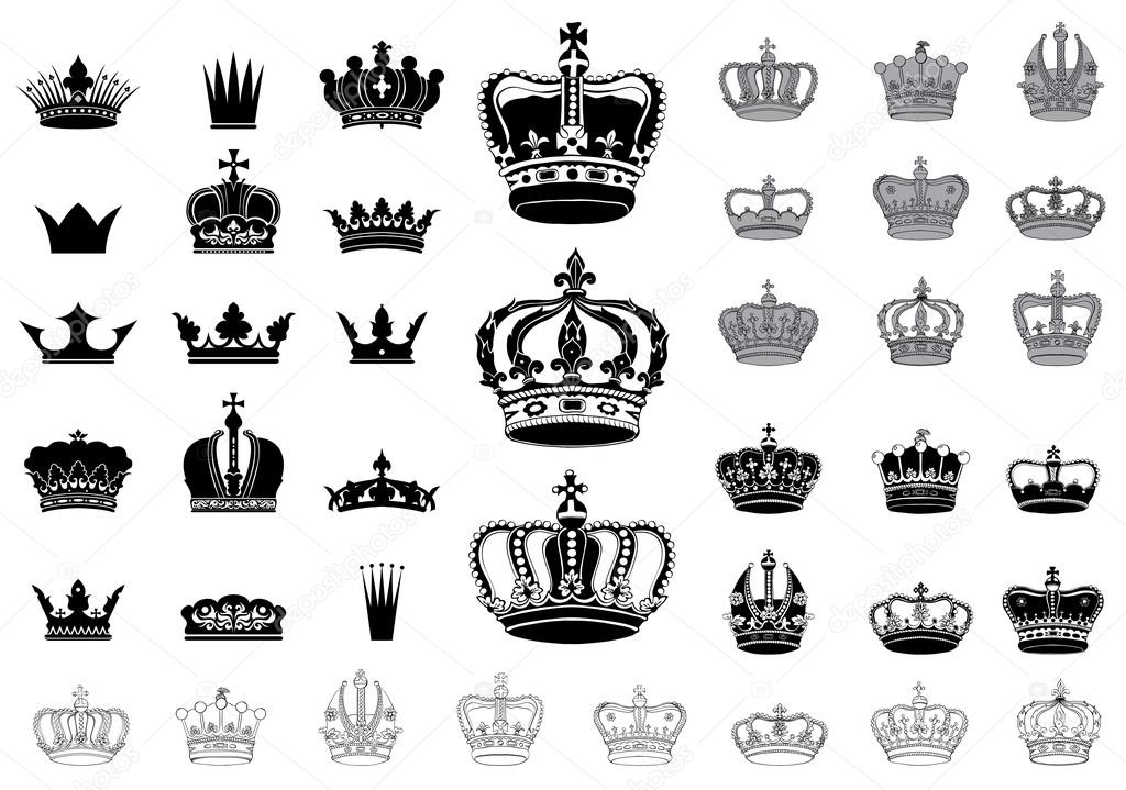 Set of 40 detailed crowns