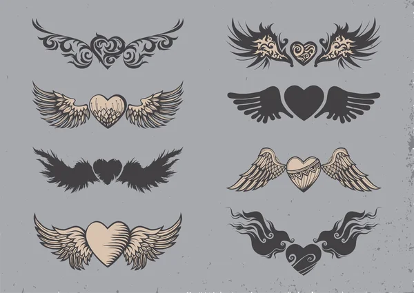 Corazones de tatuaje . — Vector de stock