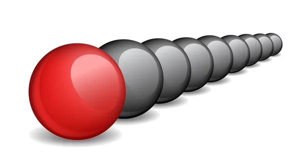 Benzersiz kırmızı top, bireysellik — Stok Vektör