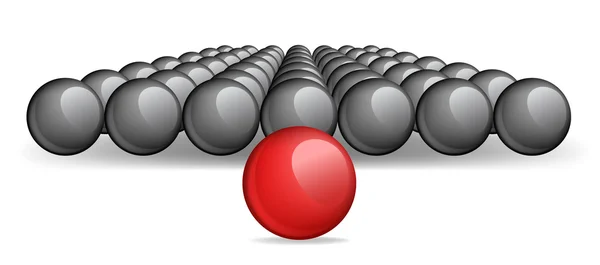 Follow the leader, Unique red ball Vector image — Stock Vector