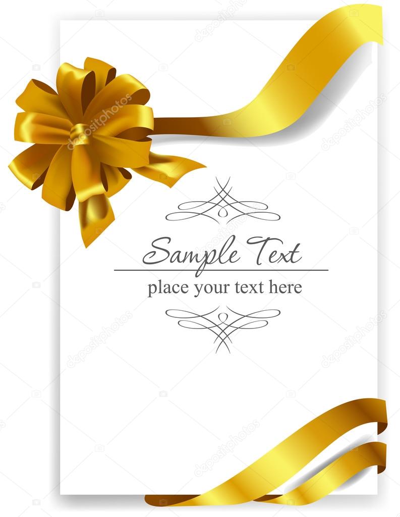Gold gift bow with ribbons.