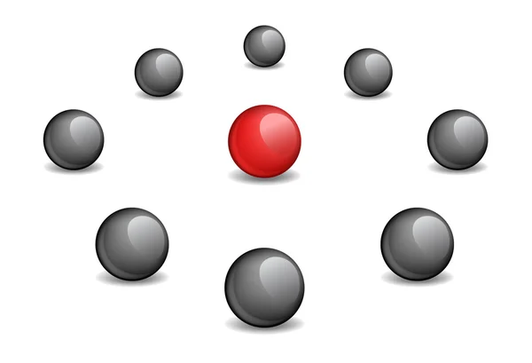 Sphère rouge entourée de noir — Image vectorielle