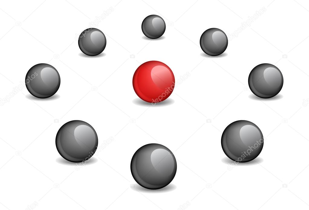 Red sphere surrounded black