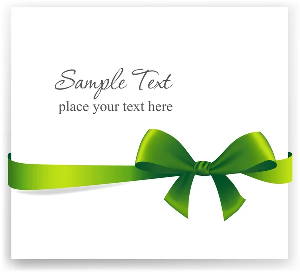 Greeting card with a green ribbon. — Stock Vector