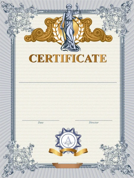 Certificaatsjabloon met Femida. — Stockvector