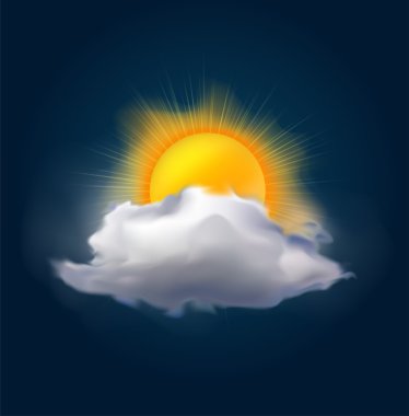 Vektör bulut ve güneş