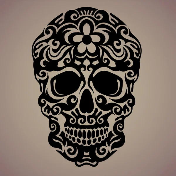 El arte ornamental del cráneo — Vector de stock