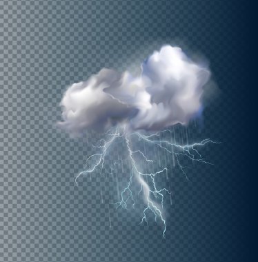 Vector cloud and lightnings clipart