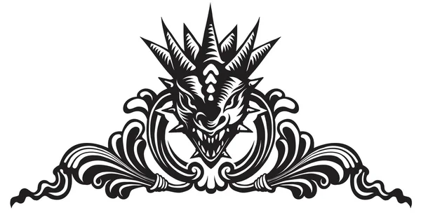 Cabeza de dragones, tatuaje — Vector de stock