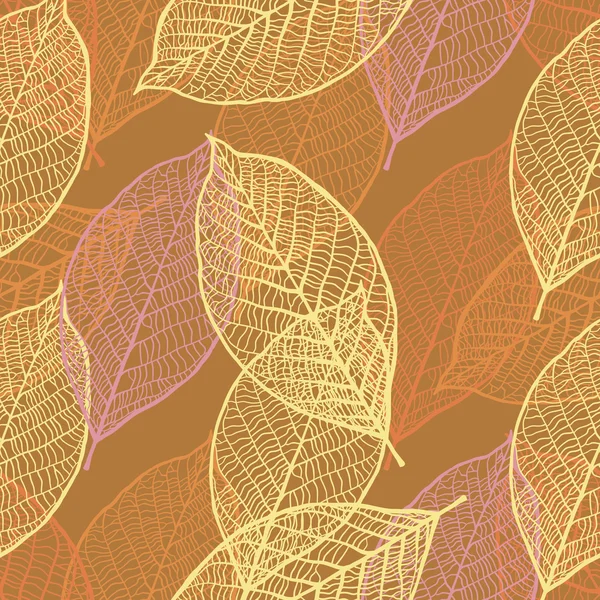 Patrón ornamental sin costura con hojas — Vector de stock