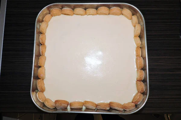 Süteménymentes Sajttorta Süteményekkel Sütés Formájában — Stock Fotó