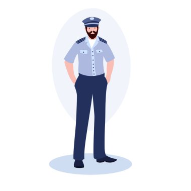 Meslek koleksiyonundan Cap vektör resimli bir geminin kaptanı. Düz çizgi film çizimi beyaza izole edildi.