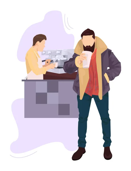 Man Beard Compra Caffè Coffee Shop Illustrazione Vettoriale Della Collezione — Vettoriale Stock