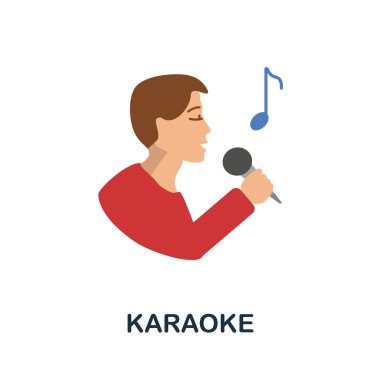 Karaoke ikonu. Kutlama koleksiyonundan basit bir illüstrasyon. Web tasarımı, şablonlar ve bilgi grafikleri için tek renkli karaoke simgesi.