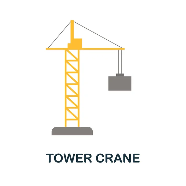 Ícone Tower Crane Ilustração Simples Coleção Construção Ícone Guindaste Torre — Vetor de Stock