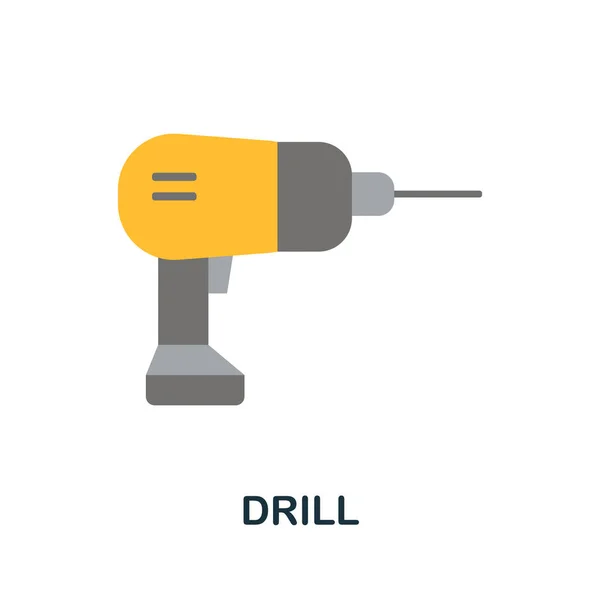 Pictograma Burghiu Ilustrație Simplă Din Colecția Construcții Pictograma Monocrom Drill — Vector de stoc