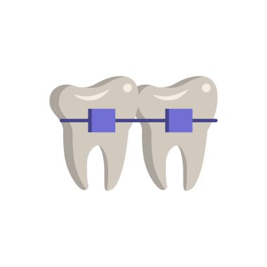 Diş teli simgesi. Dişçilik koleksiyonundan basit bir illüstrasyon. Web tasarımı, şablonlar ve bilgi grafikleri için tek renkli Parantez simgesi.