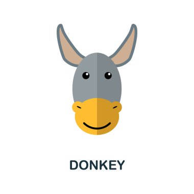 Eşek simgesi. Ev hayvanı koleksiyonundan basit bir illüstrasyon. Web tasarımı, şablonlar ve bilgi grafikleri için tek renkli Eşek simgesi.