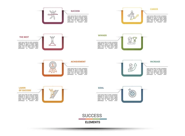 Plantilla Infográfica Vector Success Incluir Logro Lader Success Carrera Ganador — Vector de stock