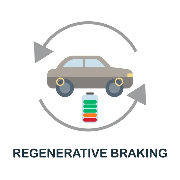 Regeneratieve Rem Pictogram Eenvoudige Illustratie Uit Elektrische Voertuigcollectie Monochrome Regeneratieve — Stockvector