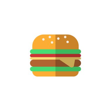 Burger ikonu. Izgara ve barbekü koleksiyonundan basit bir çizim. Web tasarımı, şablonlar ve bilgi grafikleri için tek renkli Burger simgesi.