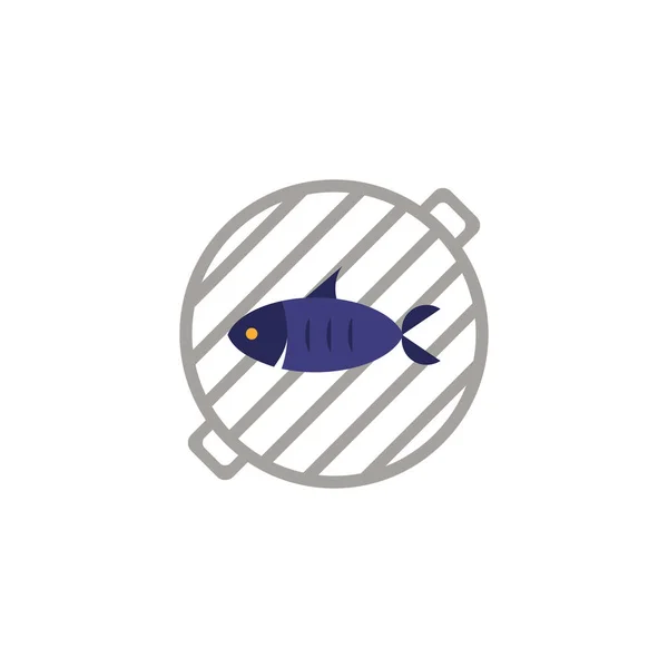Жареная Икона Рыбы Простая Иллюстрация Коллекции Гриля Барбекю Монохромная Иконка — стоковый вектор