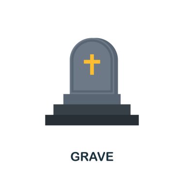 Mezar ikonu. Cadılar Bayramı koleksiyonundan basit bir çizim. Web tasarımı, şablonlar ve bilgi grafikleri için tek renkli mezar simgesi.